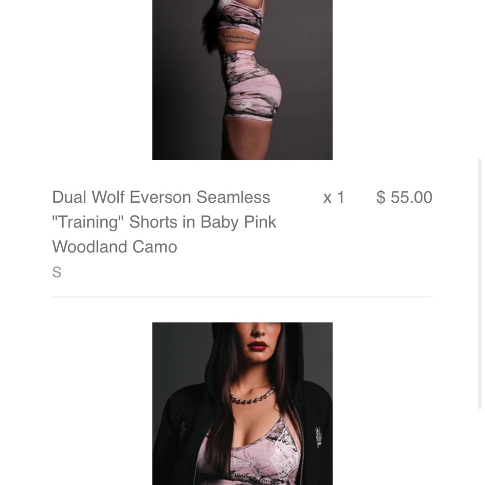She Darc Sport baby pink woodland camo seemless shorts and sports bra Small